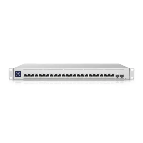 "Ubiquiti" 3 lygmens komutatorius su (24) 10GbE RJ45 prievadais ir (2) 25G SFP28 prievadais