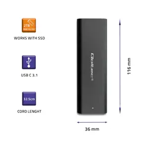 QOLTEC 50312 M.2 SATA SSD / NVME / C tipo USB korpusas