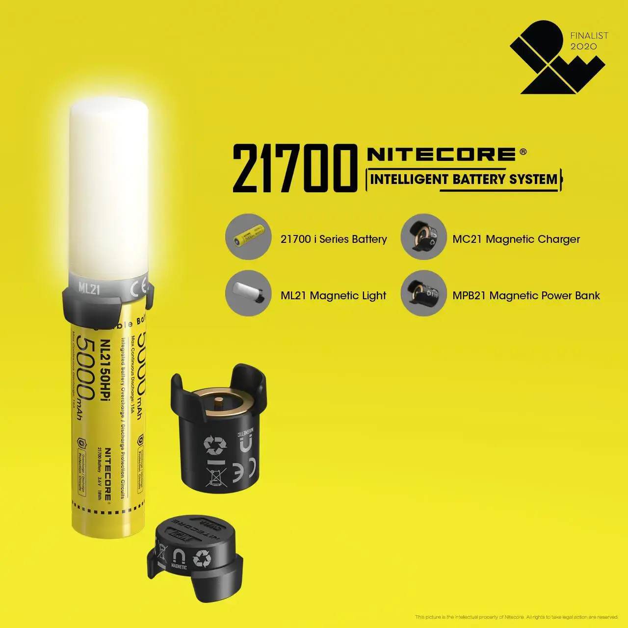 AKUMULIATORIAUS ATKŪRIMAS. LI-ION 3.6V/21700 BS NITECORE