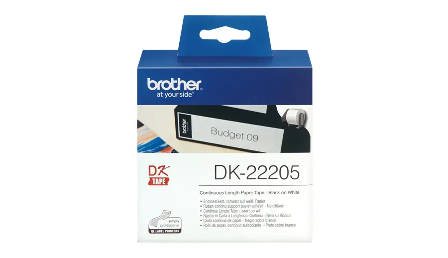 BROTHER DK22205 Endlosetiketten popierius weiss, skirtas QL550 QL500 62mm x 30.48