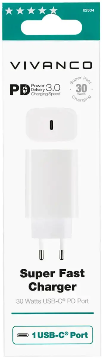 "Vivanco" įkroviklis USB-C PD3 30W, baltas (62304)