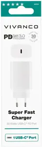 "Vivanco" įkroviklis USB-C PD3 30W, baltas (62304)
