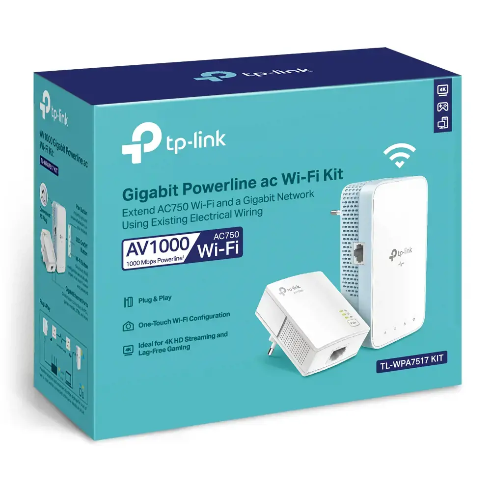 TP-Link AV1000 Gigabit Powerline ac Wi-Fi rinkinys, 1000 Mbit/s, IEEE 1901, IEEE 802.11a, IEEE 802.11ac, IEEE 802.11b, IEEE 802.11g, IEEE 802.11n, IEEE 802.3, IEEE 802.3, IEEE..., E tipas, Gigabit Ethernet, 10,100,1000 Mbit/s, Wi-Fi 5 (802.11ac)