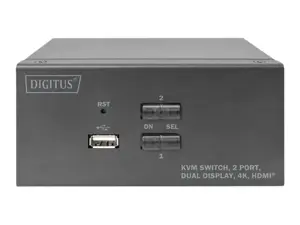 DIGITUS KVM perjungiklis 2x2 HDMI 2 prievadai su dviem ekranais 4K/30Hz FreeSync