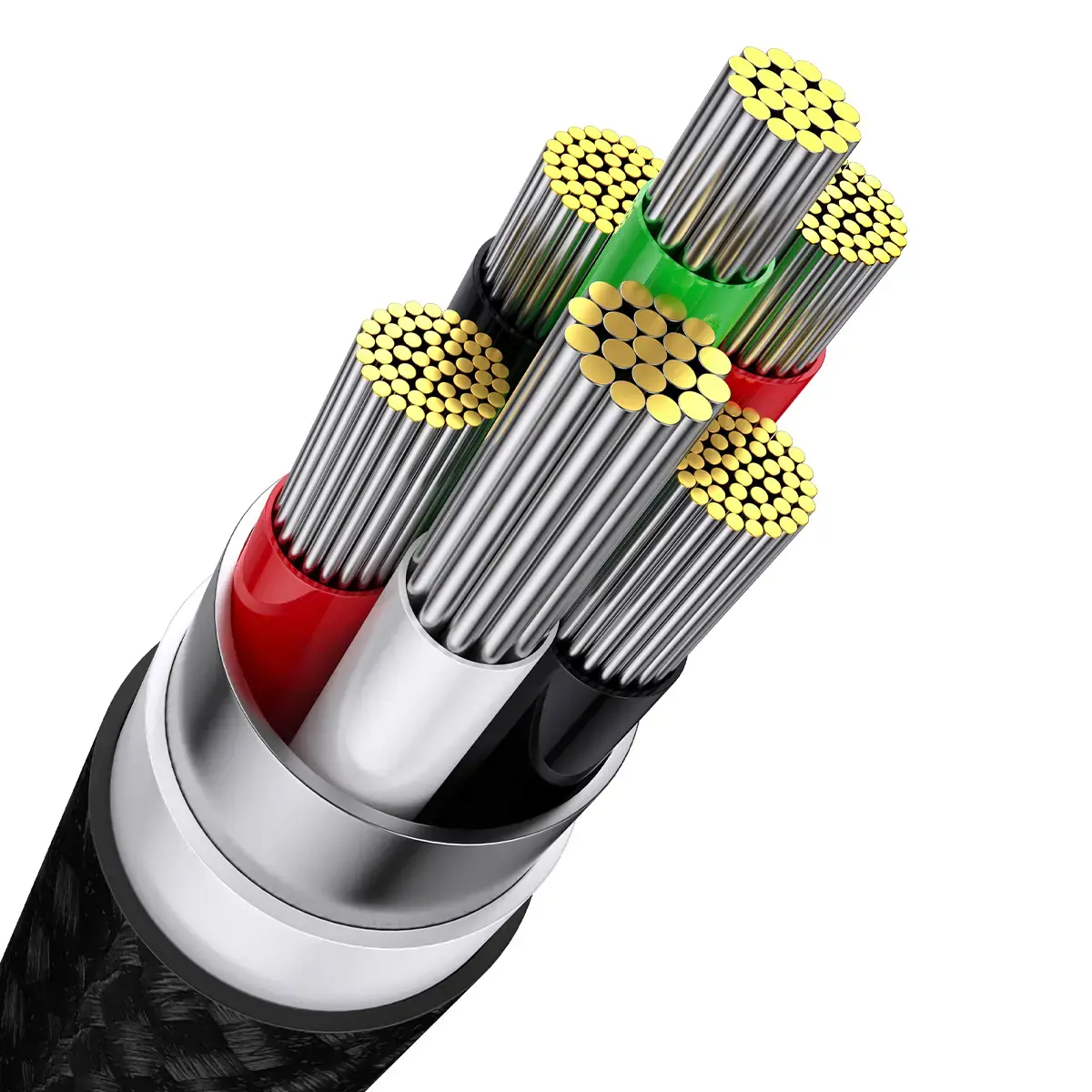 3in1 USB cable Baseus Flash Series, USB-C + micro USB + Lightning, 100W, 1.2m (black)