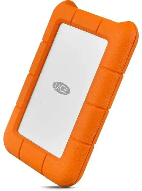 LACIE RUGGED 5TB USB-C USB3.0 Atsparus kritimui, sutraiškymui ir lietui, skirtas naudoti bet kokioje vietovėje, oranžinis