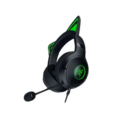 "Razer" ausinės "Kraken Kitty V2" su mikrofonu, juodos spalvos, laidinės, ausinės, su triukšmo slopinimu