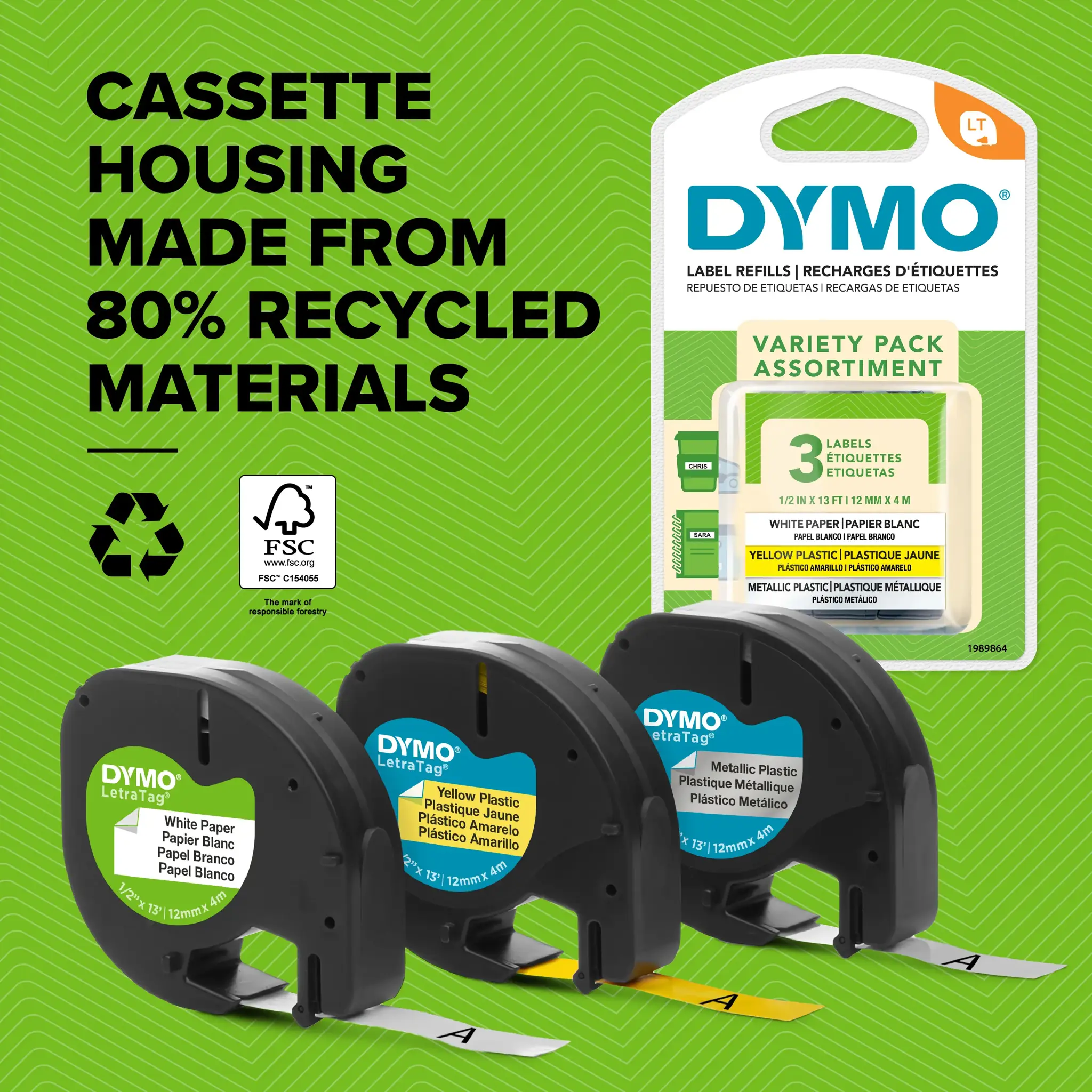 DYMO LetraTag Paper Labels | Authentic | 12 mm x 4 m Roll | Black Print on White | Self-Adhesive Multipurpose Labels for LetraTag Label Makers | Made in Europe, Black on white, Paper, Belgium, DYMO, LetraTag 100T, LetraTag 100H, 1.2 cm