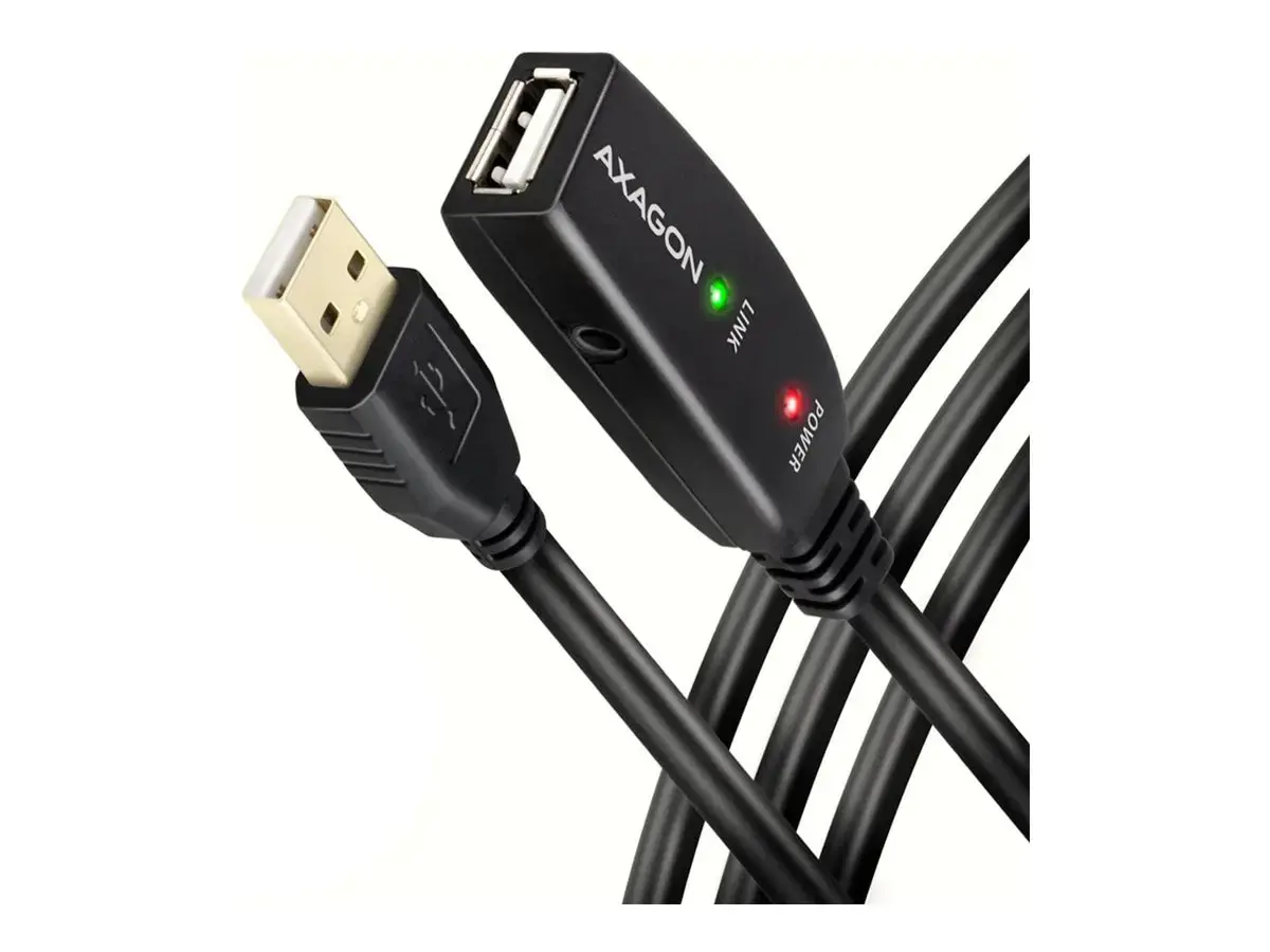 "Axagon ADR-220" aktyvusis ilgintuvas USB 2.0 A-M > A-F kabelis, 20 m ilgio. Maitinimo šaltinio parinktis.