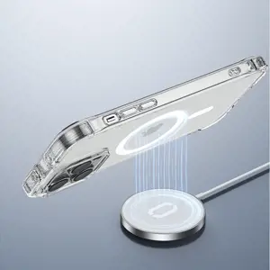 "Joyroom" magnetinis apsauginis magnetinis dėklas "iPhone 14 Pro" šarvuotas dėklas su kabliukais stovas skaidrus (suderinamas su "MagSafe")