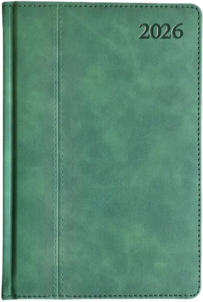 Kalendorius PREMIER PLUS 2026, PU, A5, žalia