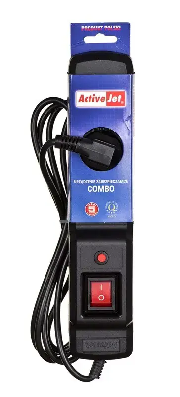 Activejet COMBO 3GN 5M juoda maitinimo juosta su laidu