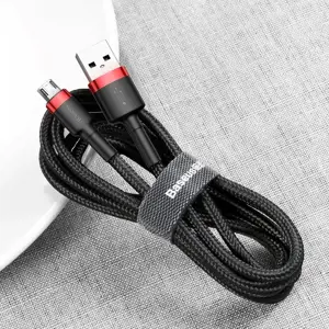 Baseus Cafule Cable Durable Nylon Braided Wire USB | micro USB 2A 3M black-red (CAMKLF-H91)