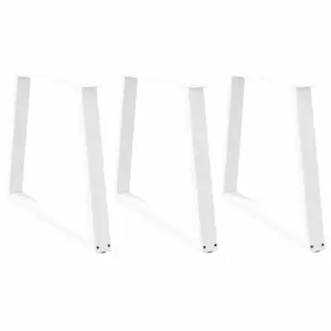 Valgomojo stalo kojelės, 3 vnt., baltos, 90x(72-73,3) cm, plienas, V formos