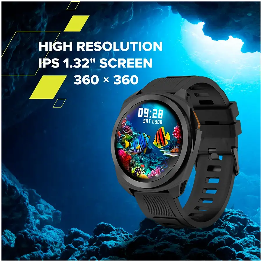 CANYON Maverick SW-83,Smart Watch, Realtek 8762DT, IPS1.32'' 360x360, ARM Cortex-M4F,RAM192KB/ROM128MB, 400mAh 3.8v,GPS,128 Sport modes,IP68,STRAVA support,Real-Time Heart Rate & SpO2, black case & silicone strap 46*45.4mm 259*20mm, black