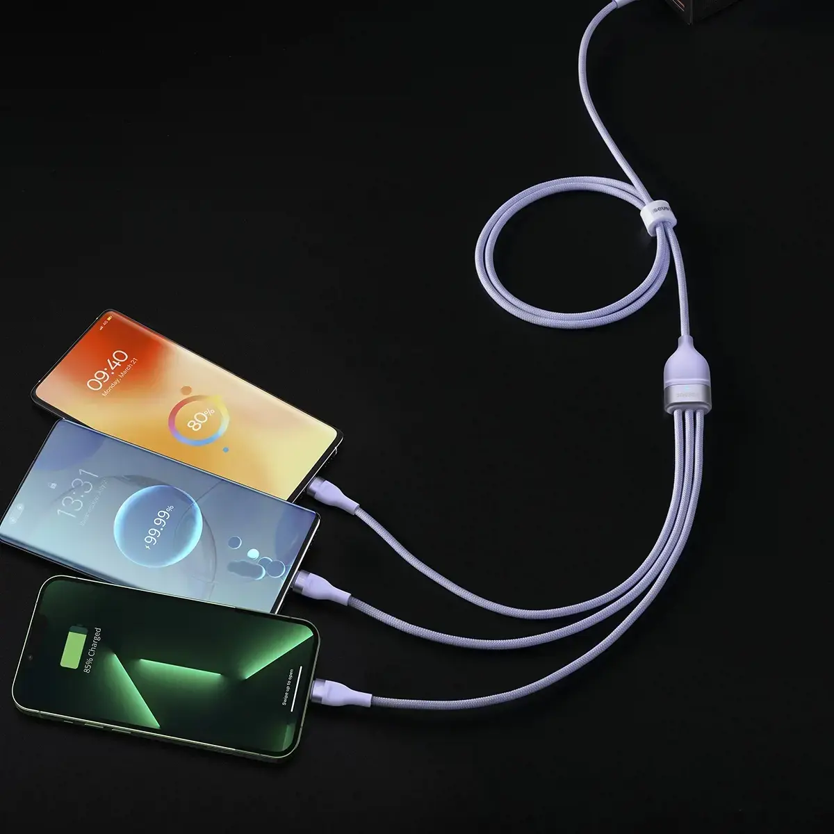 Baseus Flash Series II USB Type C | USB Type A cable - USB Type C | Lightning | micro USB 100 W 1.2 m purple (CASS030105)