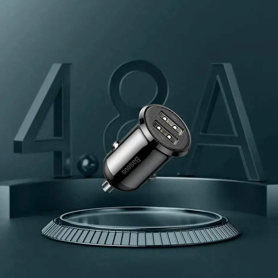 Baseus CCALLP-02 Grain Pro Car Charger Dual USB 4.8A White