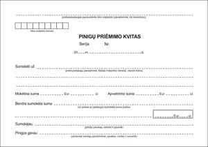 Pinigų priėmimo kvitai, A6 formato, 50 komplektų,  ne numeracijos, 2 sluoksnių