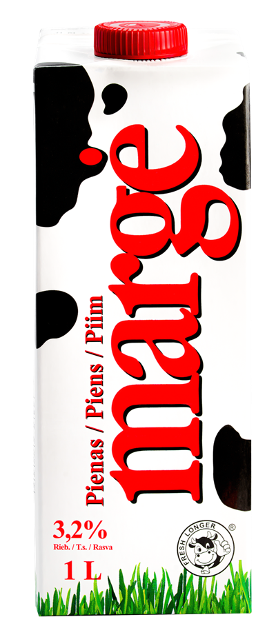 Pienas MARGĖ 3,2% riebumo, 1 l