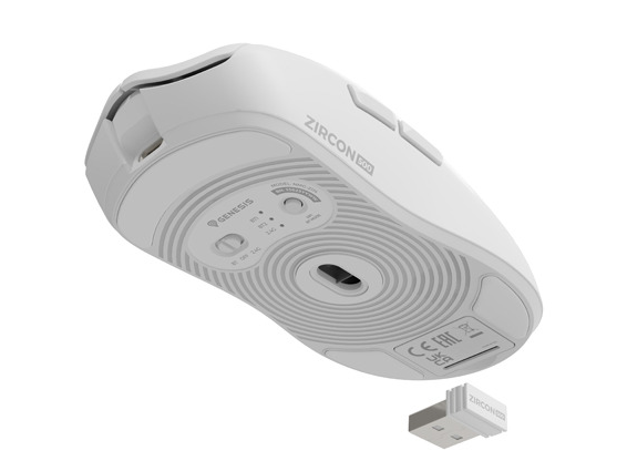 Genesis Zircon 500 | Gaming Mouse | Wireless/Wired | 2.4 GHz, Bluetooth, USB | White