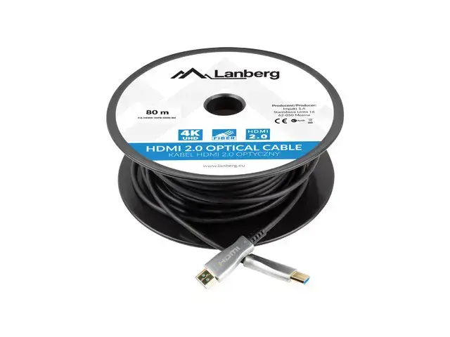 LANBERG HDMI v2.0 M/M kabelis 80 m optinis AOC juodas