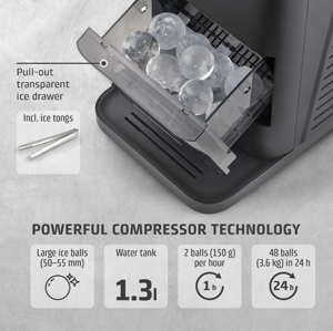 Caso Ice Ball Maker | IceBall Pro | Power 130 W | Capacity 1.3 L | Matt Black