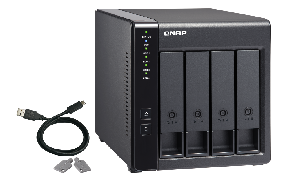 QNAP TR-004, HDD/SSD korpusas, 2,5/3,5", "Serial ATA II", 3 Gb/s, karšto keitimo, juodas