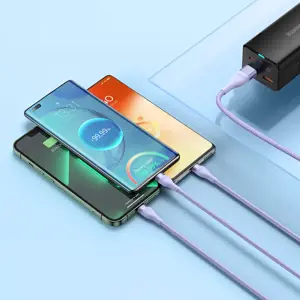 Baseus Flash Series II USB Type C | USB Type A cable - USB Type C | Lightning | micro USB 100 W 1.2 m purple (CASS030105)