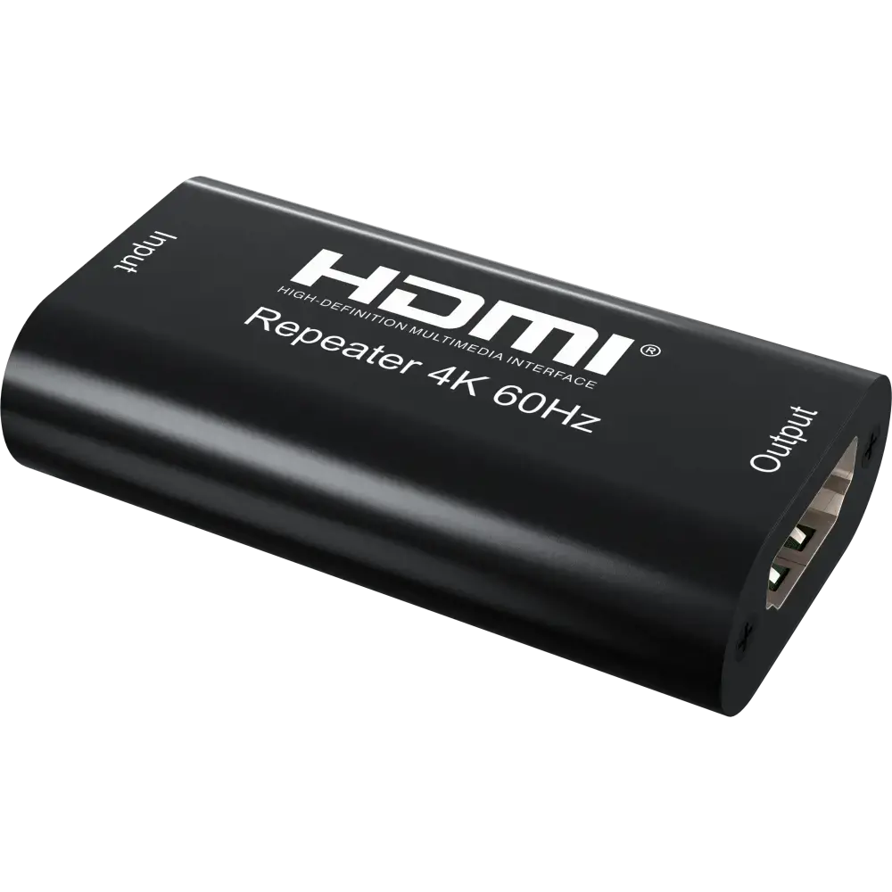Techly HDMI 2.0 4K UHD 3D Repeater Up to 40m, 4096 x 2160 pixels, AV repeater, 40 m, 3D, Black, HDCP