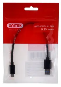 UNITEK KABELIS USB-A - USB-C 3.1. 0,25 m Y-C490BK