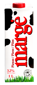 Pienas MARGĖ 3,2% riebumo, 1 l