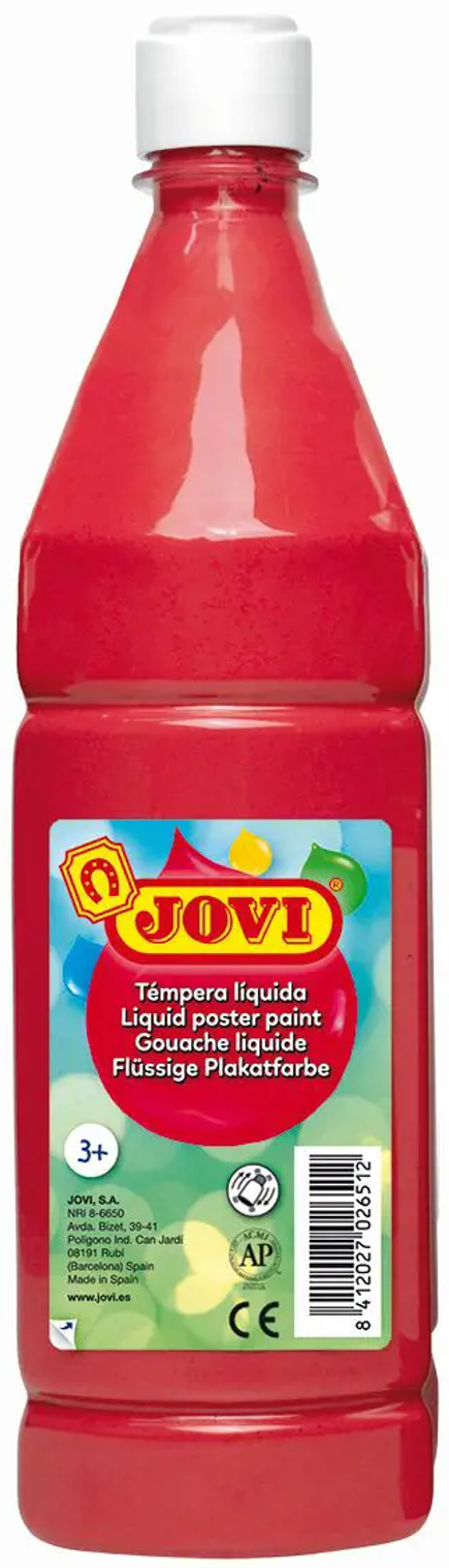 Skystas guašas buteliuke JOVI 1000 ml,  raudona sp. (vermillion)