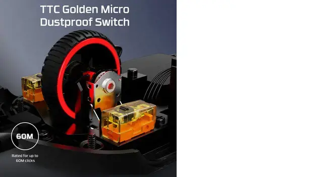 "HyperX Pulsefire Haste" - žaidimų pelė (juoda-raudona), dvipusė, optinė, A tipo USB, 16000 DPI, juoda, raudona