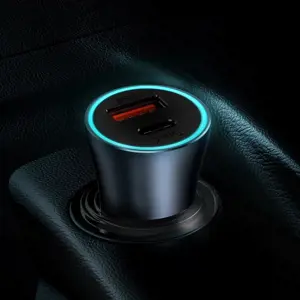 "Baseus Golden Contactor Pro" automobilinis įkroviklis, USB + USB-C, QC4.0+, PD, SCP, 40 W (tamsiai pilkas) su C tipo ir iP 1 m ilgio kabeliu, juodas