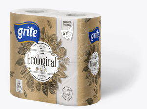 Tualetinis popierius GRITE, Ecological, 3 sl., 4 vnt.