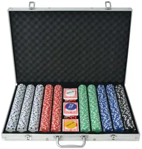 Pokerio rinkinys su 1000 žetonų, aliuminis