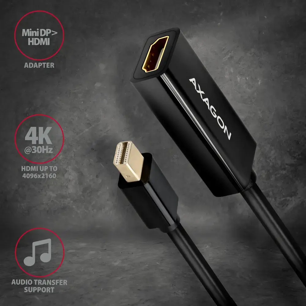 AXAGON RVDM-HI14N Mini DP > HDMI 1.4 adapteris 4K/30Hz