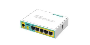 "Mikrotik hEX PoE lite" su 650MHz CPU, 64MB RAM, 5xLAN (keturi su PoE išėjimu), USB, RouterOS L4, p…