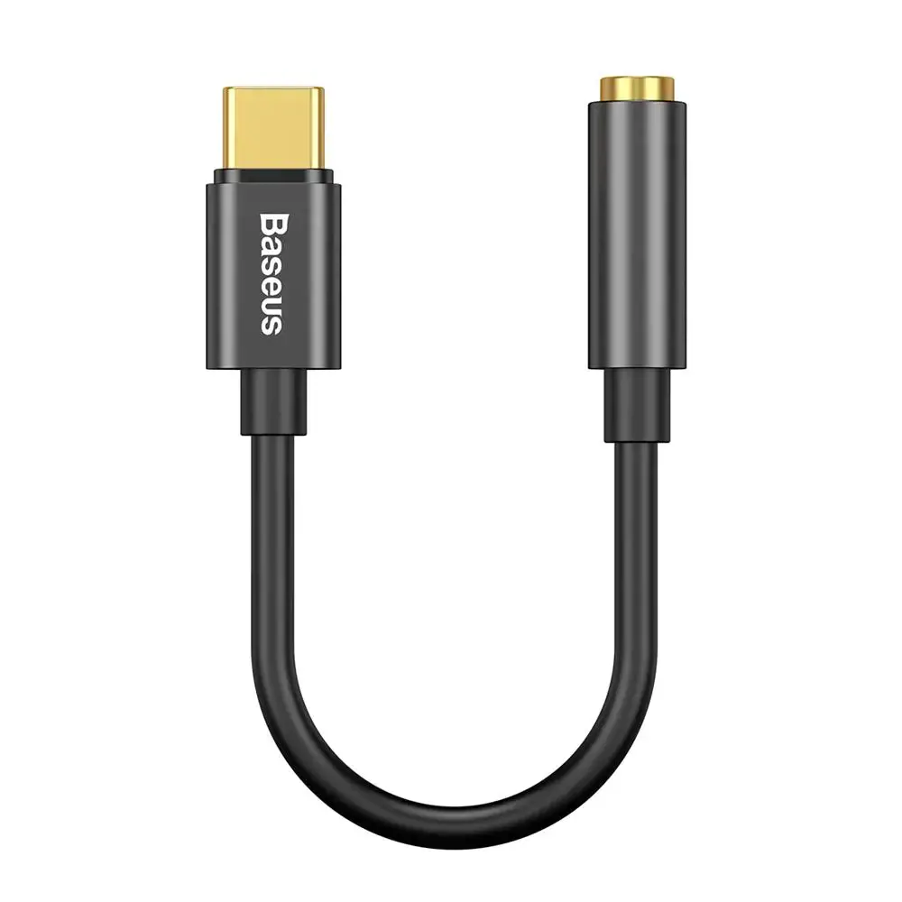"Baseus L54" ausinių adapteris iš USB-C į 3,5 mm garso lizdą DAC 24 bitų 48 KHz, juodas (CATL54-01) (Juodas)