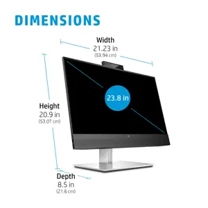 Monitorius HP E24mv G4, 60.5 cm (23.8"), 1920 x 1080 pixels, Full HD, 5 ms, Black, Silver