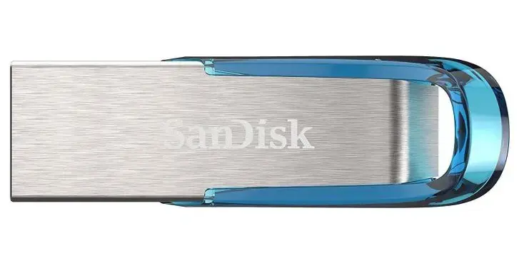 "SanDisk Ultra Flair", 128 GB, USB 3.0, 150 MB/s, skaitymo greitis - tropinė mėlyna ; EAN:619659163082