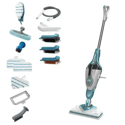 "Black & Decker" BHSM1610DSM Nešiojamasis garų valytuvas 0,5 l 1600 W Aqua spalva, baltas