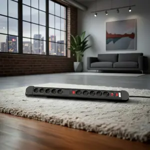 Maclean power strip, 10 outlet extension cord, 2 switches, protection and overload indication, 3680…