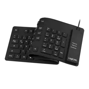 "Logilink" lanksti vandeniui atspari klaviatūra USB + PS/2 ID0019A Laidinė, USB A tipo vyriška, vokiška (QWERTZ), juoda