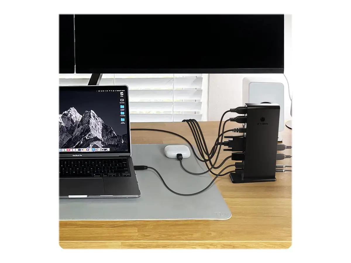 ICYBOX IB-DK2241AC "IcyBox" daugiafunkcinė nešiojamųjų ir asmeninių kompiuterių prijungimo stotelė, 2x USB 3.0, HDMI, juoda