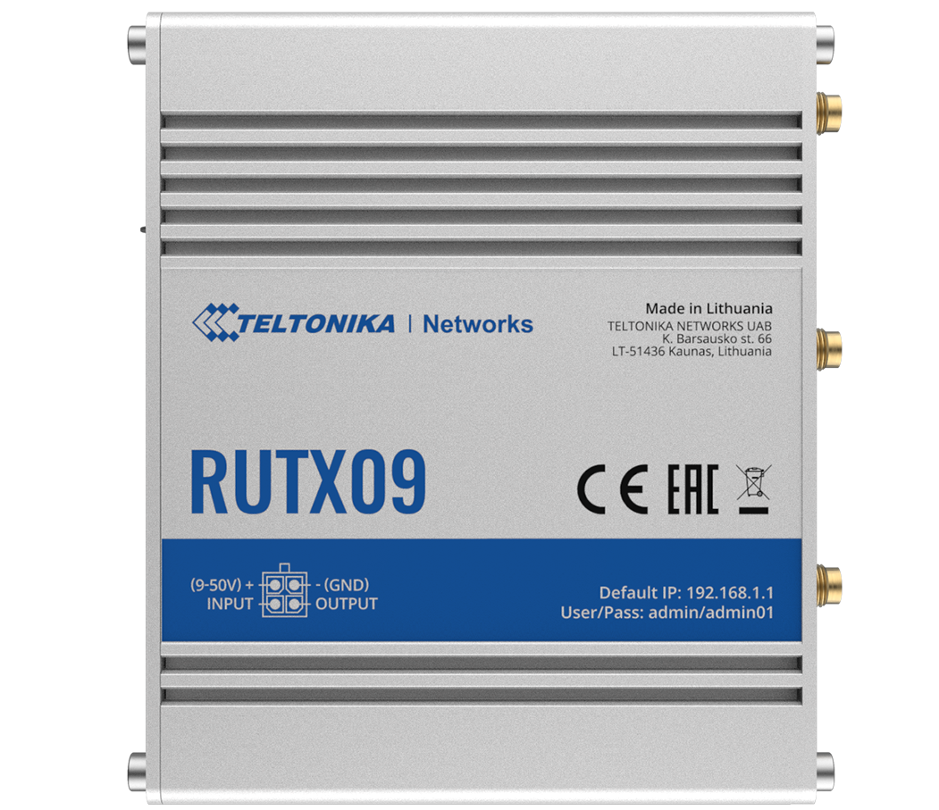 TELTONIKA RUTX09 LTE-A/CAT6 pramoninis maršrutizatorius