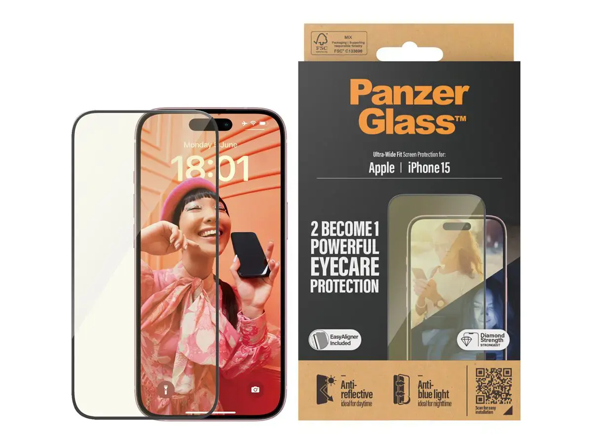 "PanzerGlass Eyecare" ekrano apsauga "iPhone 2023" 6.1 | Ultra-Wide Fit w. EasyAligner