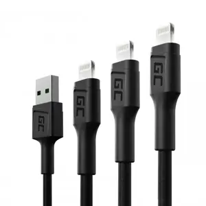 GREEN CELL 3x kabelis GC Ray USB - Lightning 30cm 120cm 200cm baltas LED apšvietimas