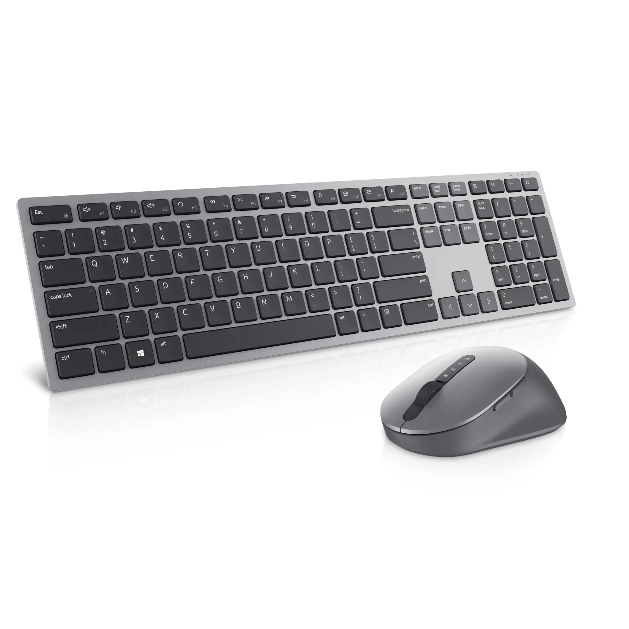 DELL KM7321W, pilno dydžio (100%), RF belaidis + "Bluetooth", QWERTY, pilka, titano spalvos, pelė pridedama