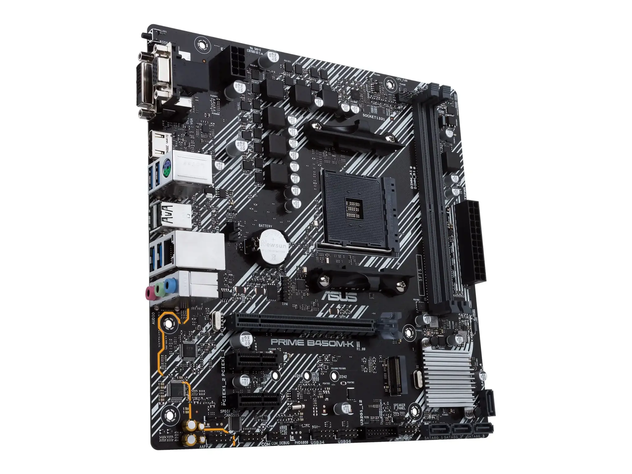 ASUS Prime B450M-K II, AMD, Socket AM4, AMD Ryzen™ 3, 2-osios kartos AMD Ryzen™ 3, AMD Ryzen™ 5, 2-osios kartos AMD Ryzen™ 5, AMD..., DDR4-SDRAM, 64 GB, DIMM